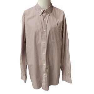 Cutter & Back Men's Striped Button Down Shirt Sz XL Red White Long Sleeve Casual